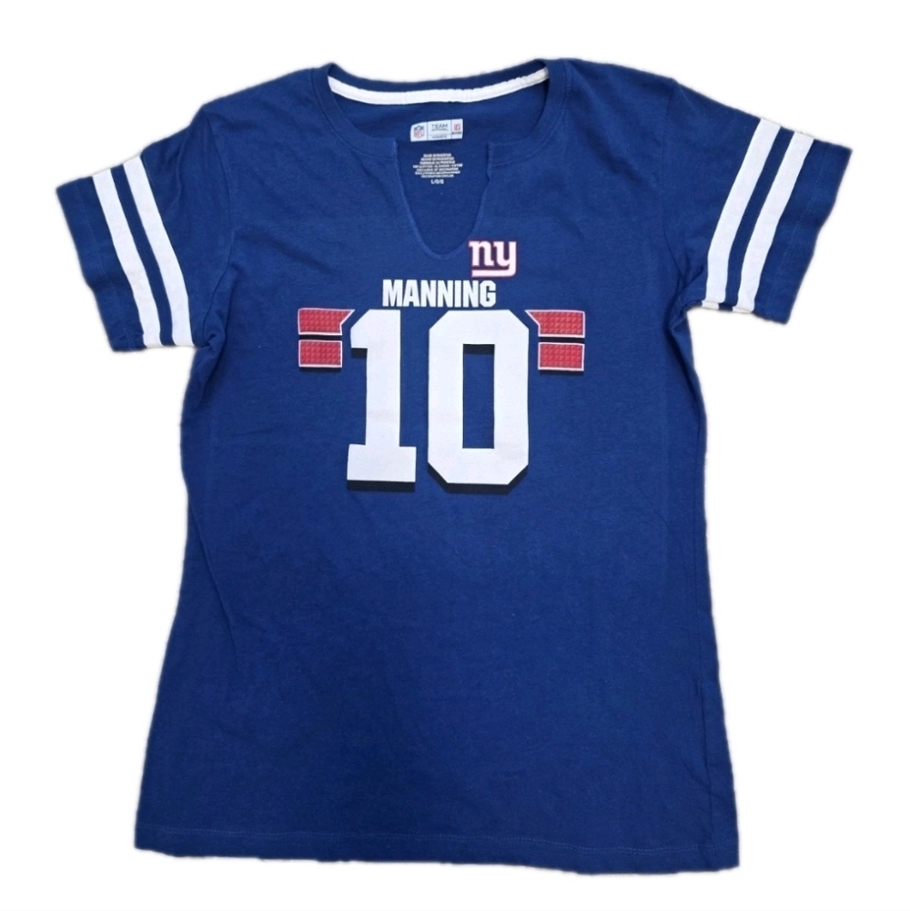 NFL Womens Team NY Giants Player Eli Manning #10 Jersey Shirt Size Large Blue